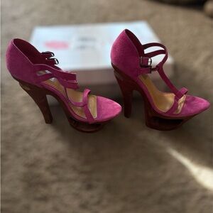 Two Lips Fuchsia Strappy Heels